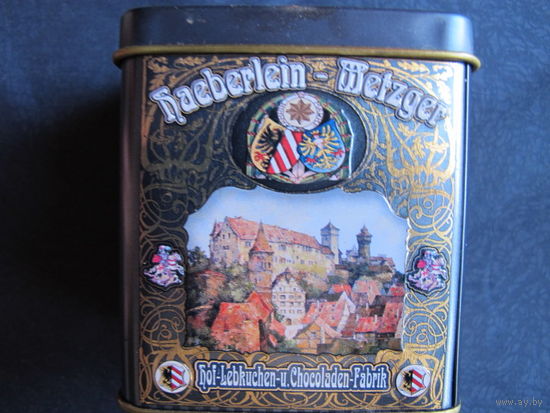 Металлическая коробка из-под шоколадных конфет (Германия, 80х55х90 мм)