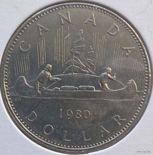 Канада 1 доллар 1980 г. В холдере