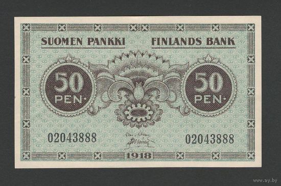 Финляндия 50 пенни 1918 года. Тип P-34. Состояние UNC!