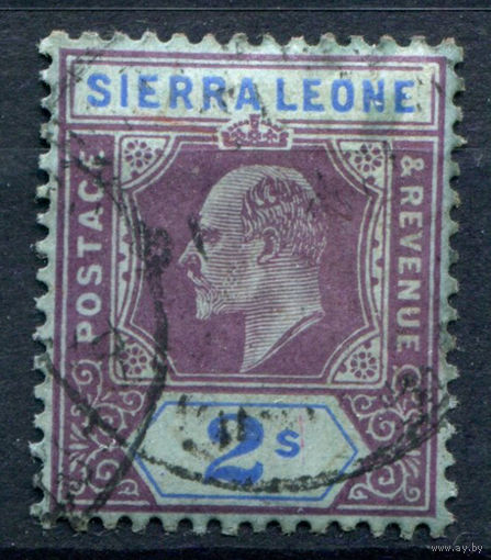 Британские колонии - Сьерра-Леоне - 1907/10г. - король Эдуард VII, 2 Sh - 1 марка - гашёная с клеем [Mi 78]. #4-B5-126-A-1