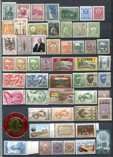 Марки разных стран 1 - есть полные серии - 50+ марок - MNH, MLH, MH, чистые, без клея. #O-W-128-C-1