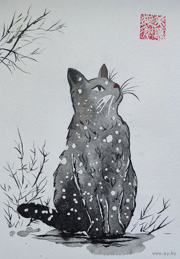 Кот и снег