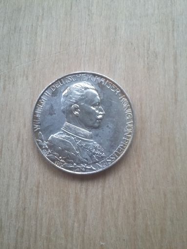 2 марки 1913 Пруссия яркая штемпельный блеск серебро с рубля! Быстрый аук