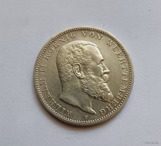 3 марки 1909 г.900 пр., Вюртемберг. Германская .