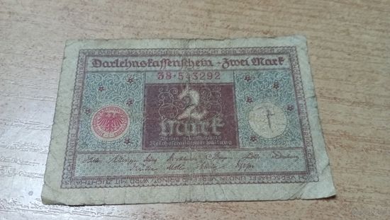 2 марки 1920 года Германии голубая