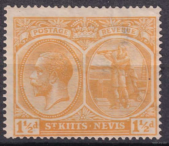 177.BrK. Великобритания. Колонии. Сент Китс и Невис. Георг V. 1920 г. 1 1/2d. Mi.#26 (*).