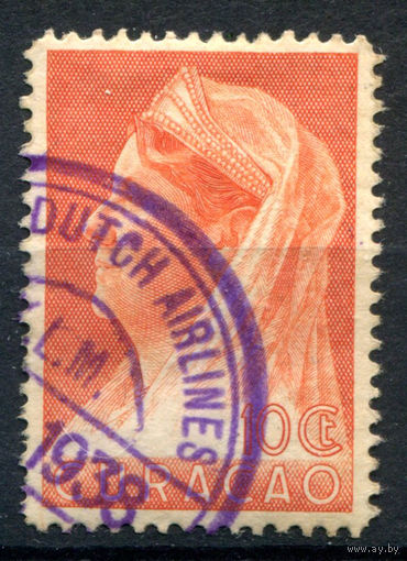 Нидерландские колонии - Кюрасао - 1936/39г. - королева Вильгельмина, 10 с - 1 марка - гашёная [Mi 149]. #3-WB-65-A-1