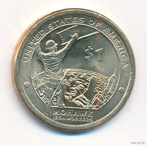 1 доллар США 2015 год Сакагавея Рабочие Мохоки двор Р _состояние UNC