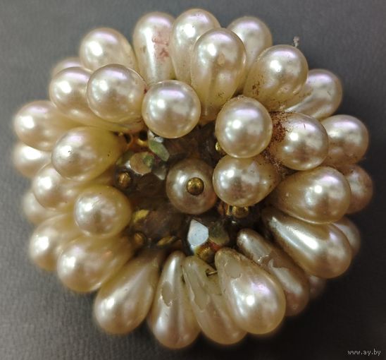 Редкая крупная винтажная наборная брошь, Чехословакия