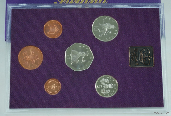 Великобритания, годовой набор 6 монет + жетон 1980 год, Proof
