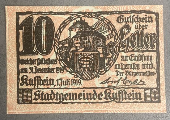 Геллеров Нотгельд Австрия Куфштайн, 10 геллеров 1919 год