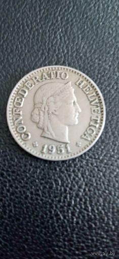 Швейцария 10 раппенов 1951 г.