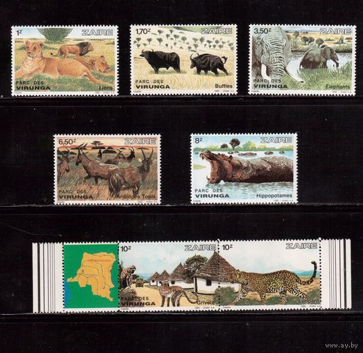 Заир(Конго)-1982,(Мих.770-785) ** , Фауна, Львы Леопарды, Слоны(1)