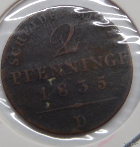 Пруссия 2 пфеннига 1835 г
