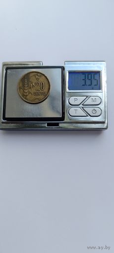 20 центов 1925 года. Литва - Первая Республика (1925 - 1938). Монета не чищена. 2510