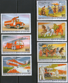 МНГ. М. 1091/97. 1977. Противопожарная техника.  Конная тяга. Автомобили. Авиация. ЧиСт.