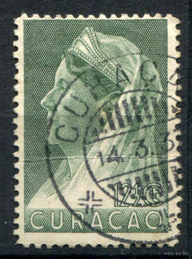 Нидерландские колонии - Кюрасао - 1936/39г. - королева Вильгельмина, печать Кюрасао, 12 1/2 с - 1 марка - гашёная [Mi 150]. #3-WB-65-A-1