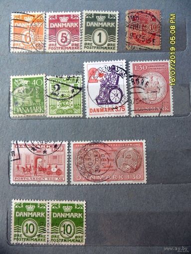 12 марок - цена за все. /Дания/