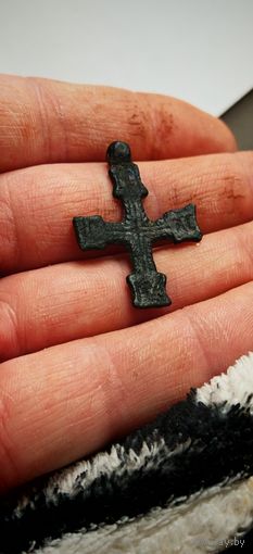 Крест Мстиславского типа большой, редкий 14 век , не чистился !