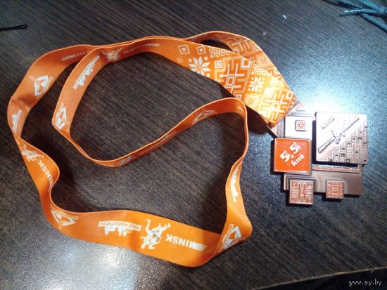 Медаль новая 5.5 км, 15.09.2019 6х6 см 90 см шнур