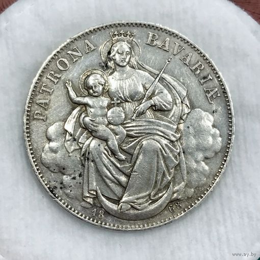 С рубля без мц! 2 Гульдена 1868 Бавария патрона серебро