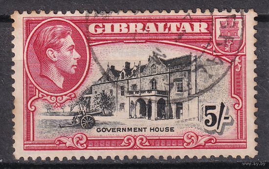 95.BrK. Великобритания. Колонии. Гибралтар. Георг VI. 5Sh. 1938/49 гг. Mi.#115C.
