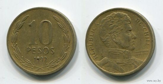 Чили. 10 песо (1997, брак в цифре 9)