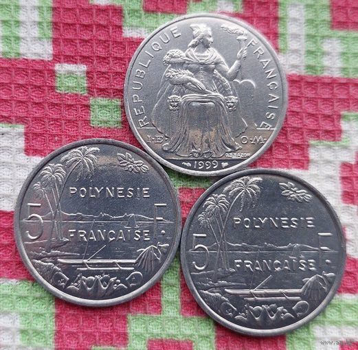 Французская Полинезия 5 франков 1999, UNC. Предложи свою цену или обмен!