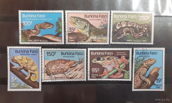 Буркина-Фасо. 1985 год. Фауна. Пресмыкающиеся. Змеи, ящерицы, хамелеоны, черепахи и др. (118)