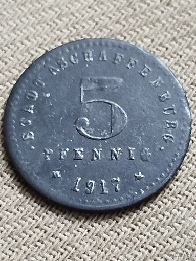 Германия. Ашаффенбург. 5 пфеннигов 1917 год. Герб. (нотгельд)