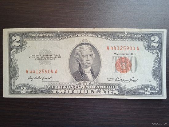США 2 $ 1953 красная печать