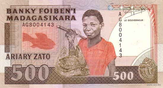 Мадагаскар 500 ариари образца 1988-1993 года UNC p71b