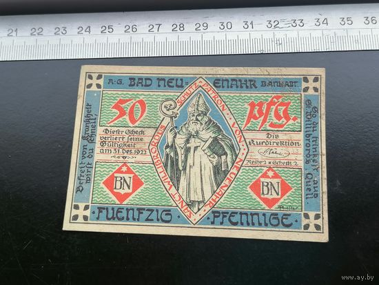 Германия-нотгельд 50 пфеннингов 1922 Bad Neuenahr