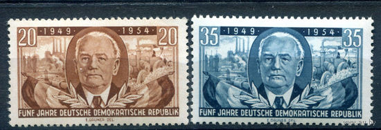 ГДР - 1954г. - 5 лет ГДР. Вильгельм Пик - 2 марки - полная серия, MNH [Mi 443-444]. #1-GG-16-A-1