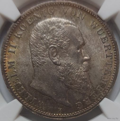 3 марки 1914 Вюртемберг NGC MS-63. Нечастая позиция в данном грейде.