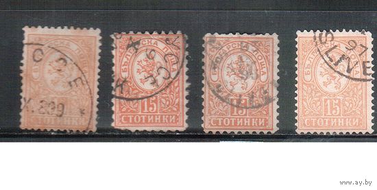 Болгария(Княжество)-1889, (Мих.33 А+В+D+Е ),  гаш. , Стандарт, Герб,  4 зубцовки