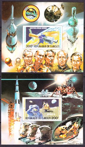 1980 Джибути 276/B21b-277/B22b Астронавт на Луне, Аполлон-Союз 50,00 евро