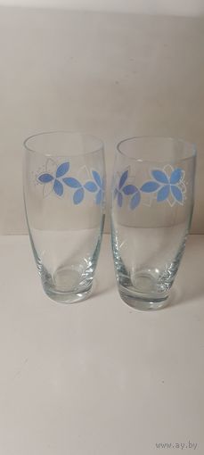 Стаканы 2 для вина с рисунком ЦВЕТЫ 100мл