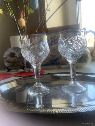 2 винтажных хрустальных бокала. Цена за оба