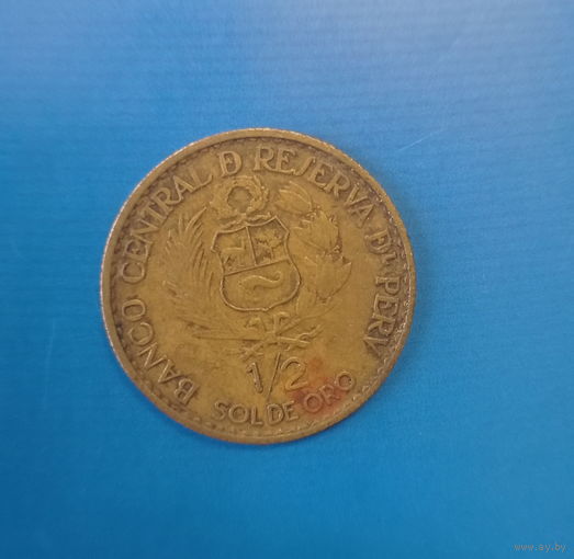 Перу 1/2 соль де оро 1965 год 400 лет монетному двору в Лиме