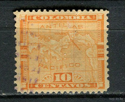 Панама в составе Колумбии - 1892/1896 - Карта 10С - [Mi.15] - 1 марка. Гашеная.  (Лот 22Ju)-T25P8