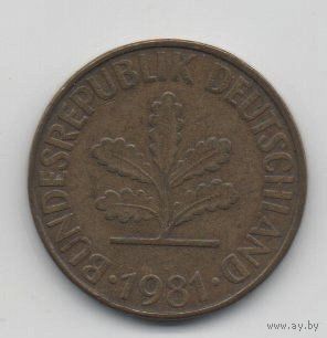 ФЕДЕРАТИВНАЯ   РЕСПУБЛИКА ГЕРМАНИЯ 10 ПФЕННИГОВ 1981 F