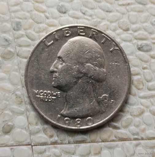 1/4 доллара (квотер) 1980(Р) года США.