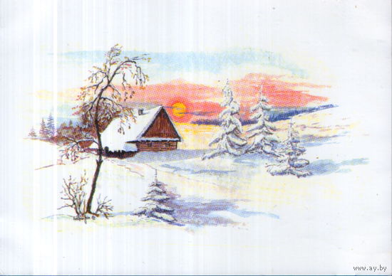 Чистая открытка Чехия "Зимний пейзаж" худ. Кашпар