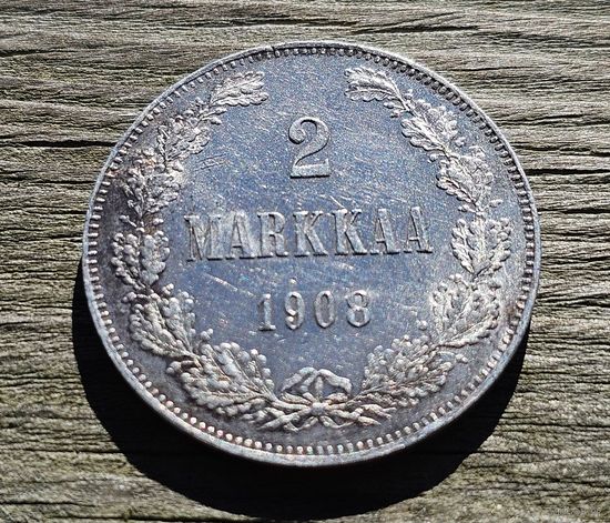 Шикарные 2 марки для Финляндии 1908 год. ШБ .Николай Второй.  Малый тираж. Редкие