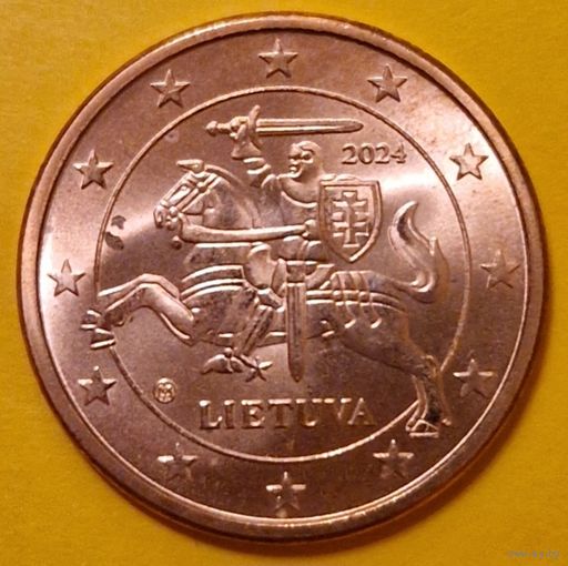 Литва 5 евроцентов 2024 стандартная UNC из ролла