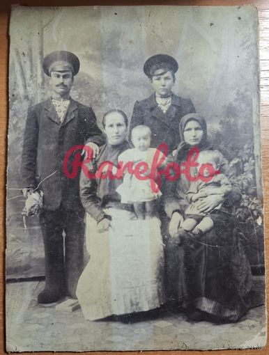 1910-е Семья дети студийное фото типажи ретро на картоне