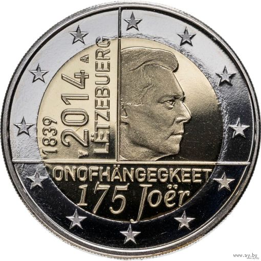 2 евро 2014 Люксембург 175 лет нации UNC из ролла