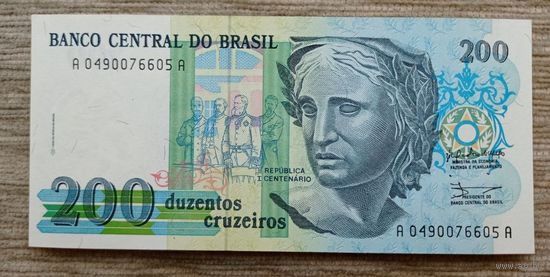 Werty71 Бразилия 200 Крузейро 1990 UNC банкнота 1 2