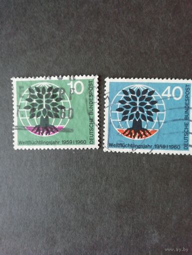 ФРГ 1960 Серия из двух марок "Всемирный год беженцев" (гашеные без клея) Mi. 326-327 каталог 3.00 евро